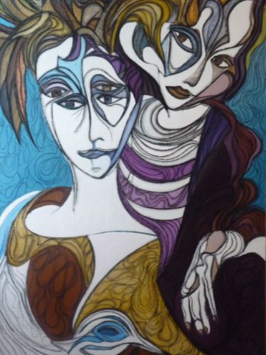 Bernard PEYROLES acrylic pastel. En attendant